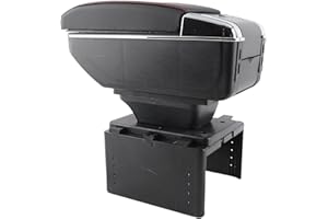 AUSLA Universal Car Armrest Box, Car Center Console Armrest Box Container Adjustable Car Center Console Armrests Storage Box with USB Interface for Car Auto Van