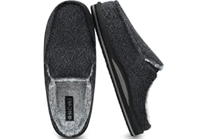 ONCAI Zapatillas de Casa Hombre Rayas Confort Mezcla de algodón Pantuflas con Felpa Espuma de Memoria Soporte del Arco Antideslizante Suela Talla 40-50