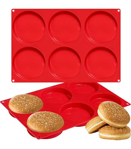 Stampo Per Panini Per Hamburger In Silicone, Teglia Antiaderente Per Muffin Alle Uova, Facile Da Rilasciare Per Cuocere La Torta Di Hamburger In - 13