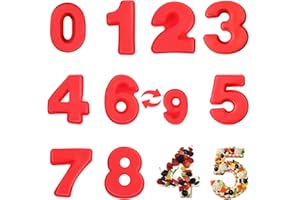 YXHZVON 9 Piezas Molde para Tartas de Números Grande, 0-8 Molde de Silicona de Números, 25cm Molde de Pastel Digital para DIY Boda Fiesta Cumpleaños, pastel de frutas (Rojo)