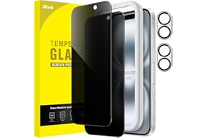 JETech Ochraniacz Ekranu Prywatność dla iPhone 16 6,1 Cala z Osłona Obiektywu Aparatu, Film Szkło Hartowane Antyszpieg, Narzędzie Łatwej Instalacji, 2 Sztuki Każdy