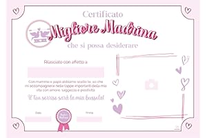 KOÏLWËS Certificato Migliore Madrina - Idea Regalo Battesimo Madrina - Vuoi Esserre La Mia Madrina - Attestato Sorpresa Originale Personalizzabile