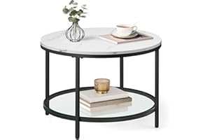 ‎VASAGLE VASAGLE LCT072W13 Coffee Table with Glass Top, Living Room Table, Sofa Table, for Living Room, Large Storage Space, Easy Assembly, Modern Style, Marble Black / Ink Black