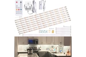 WOBANE Under Counter Light, Dimmable LED Under Cabinet Lighting, 8 * 50cm LED Strip Light Bars with Remote Control for Kitchen,Shelf,Pantry,Showcase,Desk,Cupboard 6000K White, Timing, 16W 1900LM,4m