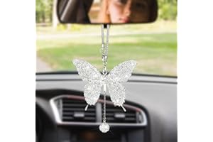 cobee Accesorios de mariposa para coche, adornos de espejo retrovisor para el interior del automóvil, accesorios brillantes para el espejo retrovisor del automóvil, adorno colgante de la suerte
