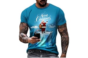 Christmas T-shirts for Men HJHGJ Blue Snowman Merry Christmas Short Sleeve O-Neck Tops Modal Soft Comfortable Wrinkle-free Tee Shirts Slim-fit Lightweight Thin Funny Novelty Fashion Polos