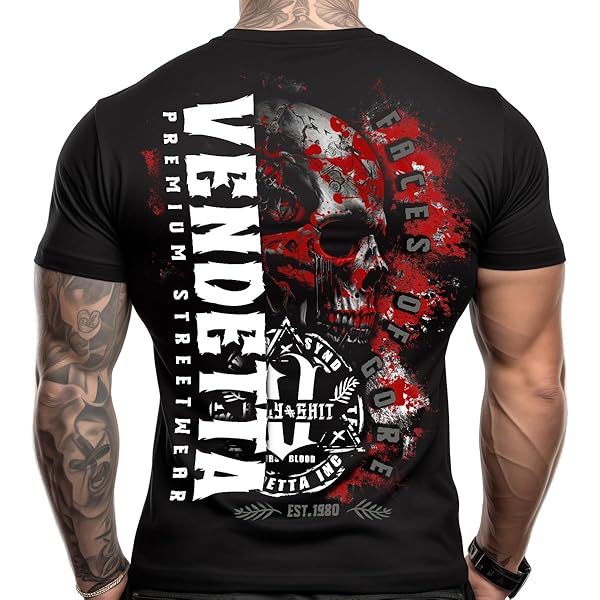 Vendetta Inc. Skull Dead Face VD-1084 - Maglietta da Uomo