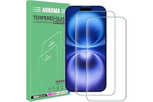 AOKUMA Ochraniacz ekranu do iPhone'a 16, [2 sztuki] szkło hartowane do iPhone'a 16/15-6.1 Łatwa instalacja, bez pęcherzyków, wysoka rozdzielczość, twardość 9H, odporna na zarysowania