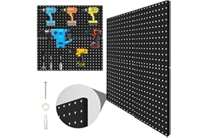 Hogurity Peg Board, 4 Pack Metal Pegboard Panels Black Pegboards Wall Organizer with Bent Frame Large Heavy Duty Peg Board for Walls Home, Garage Tool Storage, Office Organization, Craft Room, Kitchen