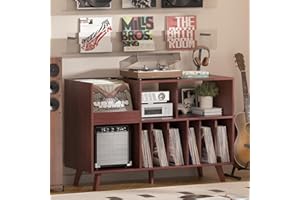 LELELINKY Large Record Player Stand, Turntable Stand with Storage, Vinyl Holder with Display Area, Record Player Table Holds Up to 450 Albums, Record Holder for Music Room Living Room