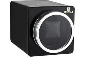 MOZSLY Remontoir pour Montres automatiques avec Moteur Silencieux 12 Réglage du Mode de Rotation Cuir Noir