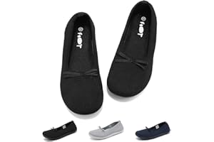 Merdoo Damen Ballerinas Slip On Breite Zehenbox Schuhe Bequem Knit Flats Sommerschuhe Barfußschuhe Schuhe mit Schleife Weich Elegant Ballerina