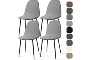 BALLADHOME Fundas para Sillas 4 Piezas Fundas Sillas Elásticas Jacquard Fundas de Sillas de Comedor Ajustables Lavables Cubiertas de Sillas sin Brazos para Comedor Hogar Hotel (Gris Claro, 4 Piezas)-KL