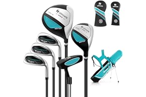 ‎COSTWAY COSTWAY Kinder Golfschläger Set, Rechtshand Golfschlägersätze mit Golftasche & Regenhaube, Komplettes Golf Set inkl.7/9/S Eisen, 1 Driver, 4 Hybrid & Putter