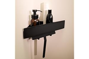 Designfabrik Hamburg Corner Shower Shelf | 1-Shelf, Modern, Triangular, Matt Black, Drill-Free, Rustproof & Lightweight