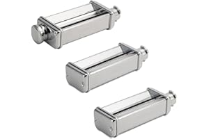 Kenwood MAX980ME Set Sfogliatrice, Tagliapasta Spaghetti e Tagliapasta per Fettuccine Accessori per Impastatrice Planetaria KCC+KVC+KVL+KMX, Acciaio Inossidabile, Argento
