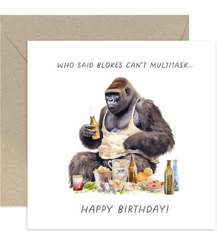 Lustige Geburtstagskarte 'Cool As Ever' Mit Gorilla – Für Männer, Blanko Innen, 15x15 Cm