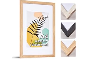 HOUSE DAY 1er Set Bilderrahmen A4 - Holz Bilderrahmen 21x30cm holzrahmen,Plexiglas Posterrahmen，Collage Poster Rahmen, Moderner Poster Dokumentenrahmen, MDF Fotorahmen(Natur)