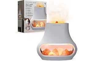 Sharper Image Himalayan Salt Lamp Diffuser - Aroma Lamp with Real Salt Crystals, 10 Hour Runtime - Dual Light Modes, Auto Shut-Off & 5 fl oz Capacity
