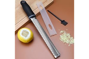 MECHEER Cheese Grater Lemon Zester Graters for Kitchen Fine Cheese Grater with Handle Etched Sharp Blade Protective Cover, Garlic Grater for Hard Cheese