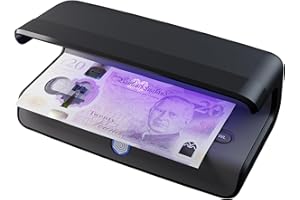 Safescan 75 LED Money Detector with Ultra Strong UV & White Light - Counterfeit Money Checker for Banknotes, Credit Cards & ID Cards - Money Checker with Triple Detection - Money Checker