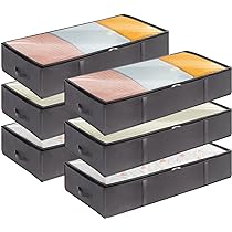 Budding Joy 6 Pack 90L Kleding Opbergtas, Opbergzakken voor Kleding met Ritsen Duurzame Handgrepen Dikke Stof voor Beddengoed, Dekens, Dekbedden en Speelgoed (Grijs