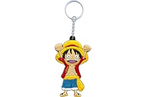 Aurabeam One Piece, Monkey D. Ruffy (Luffy) Llavero de goma, anime japonés y manga, accesorios de regalo figura, llavero colgante, Rojo, verde.