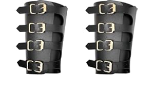 Floatdream 2 Piezas Medieval Arm Guard, Brazaletes Medievales Negros, Protectores de Brazos de Cuero, para Protección Diaria, Tiro Con Arco, Deportes, Navidad, Halloween, cumpleaños