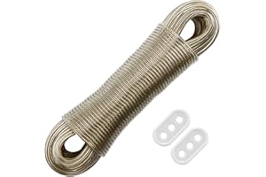 FACIACC 50m Washing Line Clothesline, Hold Up to 230kg，Rope Steel Core Laundry ultra-sturdy, easy-to-install portable for indoor outdoor travel