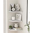 Device Bas with BROWN ART SHOPPEE Floating Shelves, Corner 3 Tiers Small Wall Mounted Corner Shelves Mdf Engineered Wood Board Display Decoration Storage Shelf For Living Room Bedroom (White)