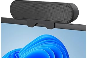 Inwa Altavoz de PC, altavoz USB con clip, 10 W con sonido estéreo HD, para monitor de PC, portátil, teléfono móvil, escritorio, exterior, plug and play (negro)