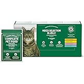 by Amazon Grain-Free Complete Wet Food for Adult Cats, Mixed Selection In Jelly, 4.8 kg (48 pouches of 100g)
