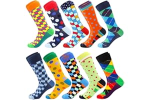 BONANGEL Chaussettes amusantes pour homme, colorées et amusantes à motifs, en coton peigné, chaussettes de bureau, mi-mollet cool, design unique et frappant