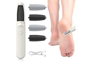 CALENXY Eliminador de callos eléctrico para los pies, juego de pedicura eléctrica recargable, 3 velocidades, con 4 limas intercambiables para callos y callos talones agrietados