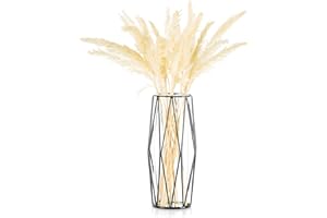 GLASSEAM Florero De Vidrio Con Estante De Metal Geométrico, Maceta De Terrarios Cristalinos, Floreros De Vidrio De Brote Para Flores, Planta Hidropónica, Centro De Mesa Para Bodas En El Hogar, Negro, 27 Cm