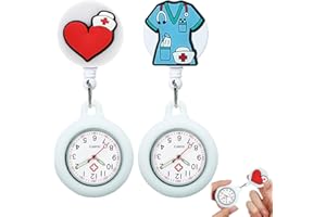 QEEROYO Krankenschwester Uhr, Schwesternuhren mit Clip, Dehnbare Silikon Hülle, Krankenschwesteruhr Schwesternuhr Taschenuhren für Damen