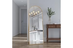BLSYHDH Espejo de Cuerpo Entero con Marco de Metal, Espejo de pie para Dormitorio y vestidor, Espejo de pie 2 en 1 y Espejo de Pared, Espejo Decorativo de Pared (Dorado, Arco 162 x 53 cm)