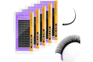 NAGARAKU 5 Cajas Extensiones de Pestañas Postizas Individuales Volumen Lahses Pelo a Pelo Clásico 1:1 Pestañas Extensiones Natural Negro Eyelash Extension 16 Filas (0.20mm D Curl 11/12/13/14/15mm)