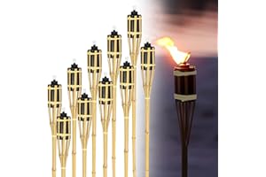 ‎JOPASSY Jopassy 12er Set Gartenfackeln mit Docht，Ölfackeln aus Bambus，stimmungsvolle Fackeln für außen，Für Outdoor-Partys，Höhe: 90 cm, natur