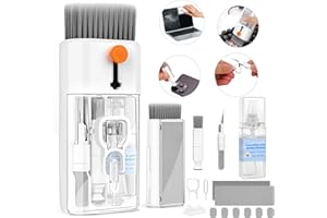 CLEANIKU Keyboard Cleaner Laptop Cleaning Kit - 12 in 1 Computer Tech Cleaning Brush, Electronic Screen Cleaner with Multi-Function Cleaning Pen for MacBook, iPhone, Earbuds, Camera, Lens (Bright White)