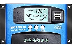 Y&H 100A MPPT Solar Controlador de Carga,12V 24V Panel Solar Batería Regulador Inteligente con Pantalla LCD Dual USB,Múltiples Modos de Control de Carga Pantalla LCD Ajustable
