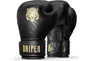 Dripex Gants de Boxe, Gants d'Entraînement de Boxe Cuir, Boxing Gloves Muay Thai Kickboxing MMA, Gants pour Sac de Frappe, pour Hommes Femmes Adulte Jeunes(8 10 12 14 16 oz)