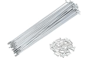 TUCKBOLD Bicycle Spokes Bike Wheel Spokes Silver Tone Nipple 1 Set 14G Carbon Steel Galvanized