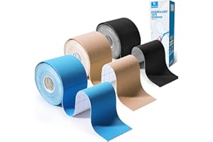 YANGTSUNG Kinesiology Tape 3 Rolls, 5 m x 5 cm Waterproof & Hyopallergenic Kinetic Sports Tape for Shoulder, Knee, Ankle Shin Splints Support, Physio & Sports Injury Muscle Tape