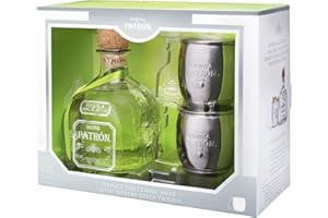 PATRÓN Patron Silver Premium Tequila Gift Pack with 2x Mule Mugs, 70 cl