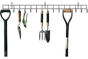 DIRECT ONLINE HOUSEWARE House of Home Garden Tool Rack – Heavy-Duty Metal Wall Mounted Storage Hooks for Shed, Garage & Workshop 11 Hook Two-Tier Tool Organiser for Spades, Rakes, Forks & Gardening Equipment 80×30.5×5.5cm