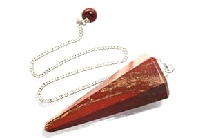 Green Cross Toad Healing Gemstone Crystal Point Pendulum - Divination, Dowsing, Scrying (Red Jasper)