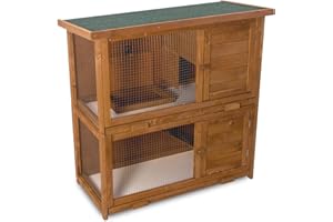 bonsport XXL Hasenstall für draußen Winterfest - Kaninchenstall doppelstöckig für 2 Hasen