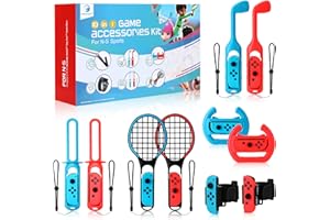 XSTARG Accessori per Switch Nintendo Switch Giochi Kit, 10 In 1 Bundle di Accessori per Nintendo Switch 2024 Kit di Accessori per Nintendo Switch OLED Set Somatosensoriale con spade chanbara, mazze da golf