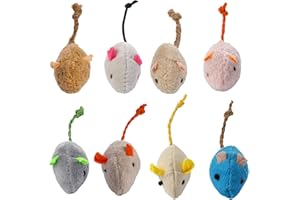MOZEAT LENS 8 Pack Interactive Cat Mice Toys - Plush Catnip Mouse Shaped Biting Toys for Indoor Cats - Realistic Design in 8 Colors